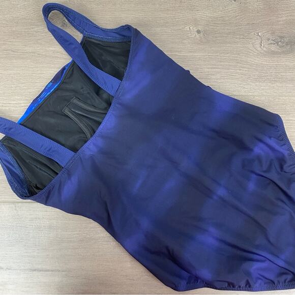 Miraclesuit Blue Watercolor Underwire One Piece Swimsuit Sz.12 - Picture 7 of 14